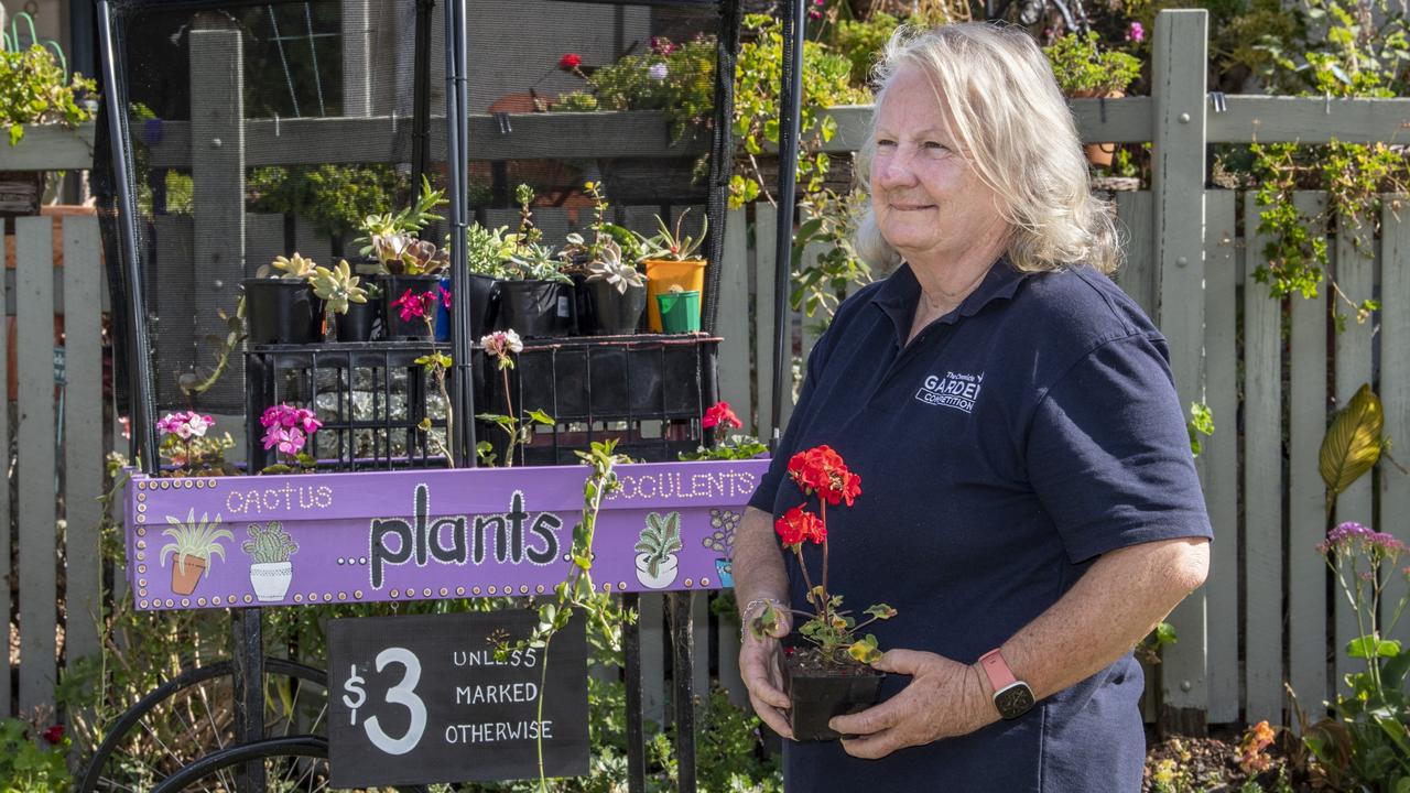 Sandra Norris raises money for charity through her plant sales from garden cuttings. Picture: Nev Madsen.