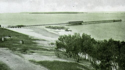 Ruins of first Southport swimming bath in 1891. Photo take from the roof of the Pacific Hotel.