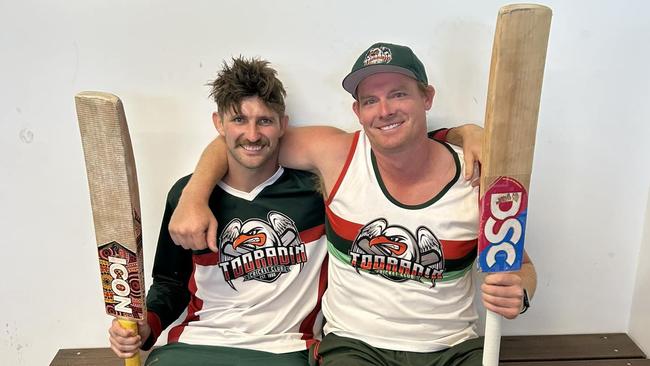 Josh Lownds (left) and Cal O'Hare shared a 262-run partnership for Tooradin. Picture: Facebook