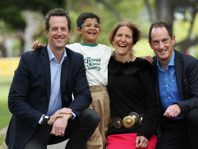 Dr Tom Edwards performed the surgery, US scientist Prof. Jean Bennett discovered the gene therapy and Prof. Keith Martin, managing director of Centre for Eye Research Australia. Picture: David Caird