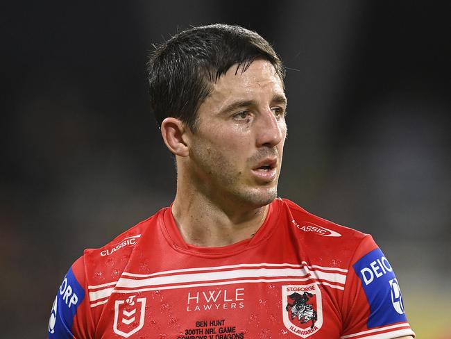 TOWNSVILLE, AUSTRALIA - MAY 13: Ben Hunt of the Dragons loduring the round 11 NRL match between North Queensland Cowboys and St George Illawarra Dragons at Qld Country Bank Stadium on May 13, 2023 in Townsville, Australia. (Photo by Ian Hitchcock/Getty Images)