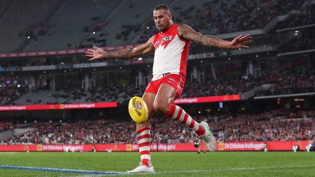 Lance Franklin has been a huge addition to the Swans’ forward line since returning from a long injury lay-off. Picture: Michael Klein