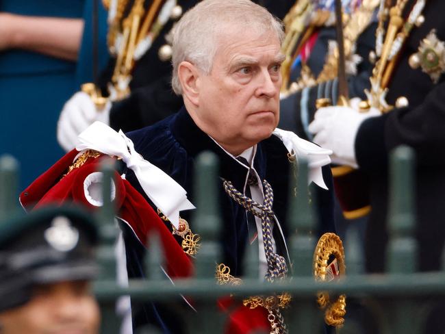 Prince Andrew has slowly crept back into royal life, pictured here at the King’s coronation in May. Picture: Odd Andersen/AFP