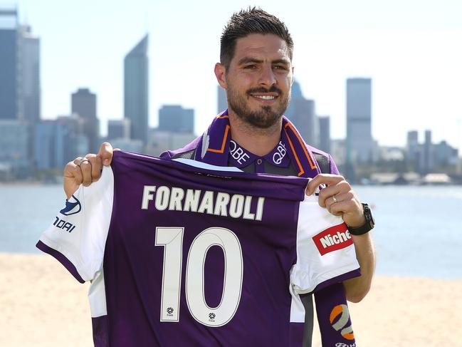 PERTH, AUSTRALIA - MARCH 22: New Glory signing Bruno Fornaroli poses following a Perth Glory A-League press conference at the South Perth foreshore on March 22, 2019 in Perth, Australia. (Photo by Paul Kane/Getty Images)