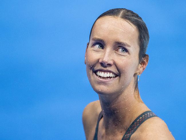 Emma McKeon after winning the gold medal in the 100m Freestyle in the Swimming Finals at the Tokyo Aquatic Centre. Picture: Tim Clayton/Corbis via Getty Images