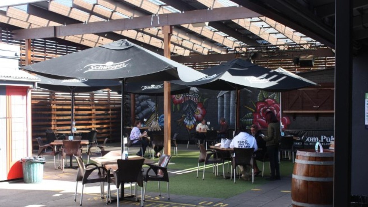 The beer garden of the Commercial Hotel after it reopened following the lockdown.