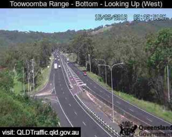 Toowoomba Range traffic has now cleared after a collision between a motorbike and car caused gridlock this morning. Picture: Contributed