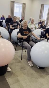 Aged care residents keep fit with drumming