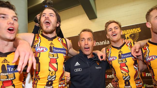 Alastair Clarkson has built a winning culture at Hawthorn and Matthew Lloyd says the Hawks loom as a premiership wildcard. Picture: Getty Images