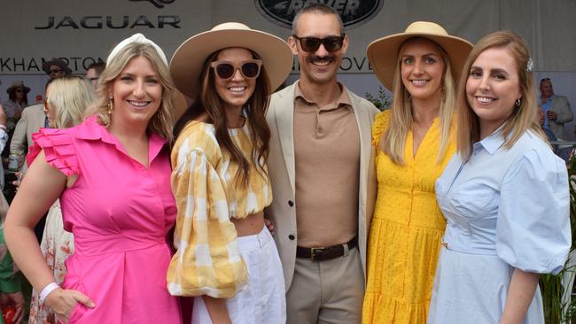 Karissa, Ali, Ross, Ceeilie and Sarah at the Rockhampton Jaguar Land Rover Pop-Up Polo on June 3, 2023. Picture: Aden Stokes