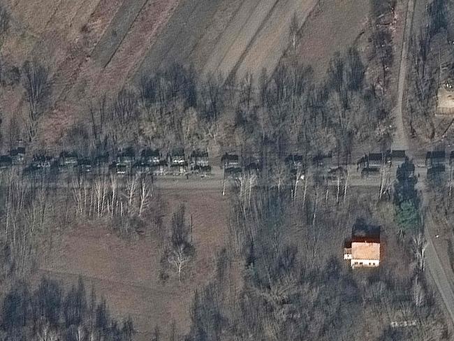 Russian vehicles heading towards Kyiv. Picture: AFP