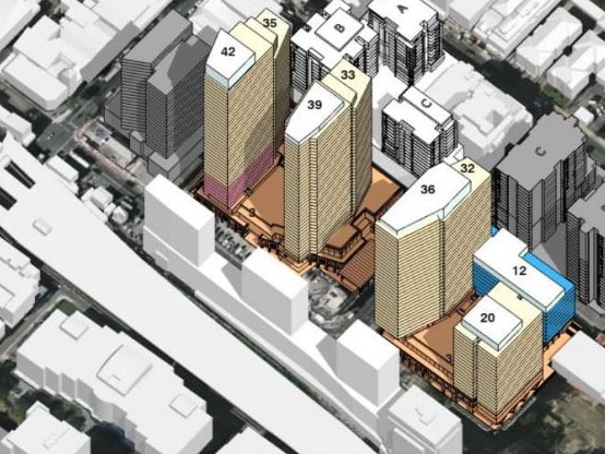 An overview of the number of storeys each building would have. Picture: Holdmark