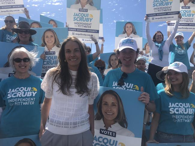 Community independent Jacqui Scruby at the Bayview Yacht Racing Association clubhouse last Thursday, for the launch of her campaign to win the Pittwater by-election on October 19. Picture: Jim O’Rourke