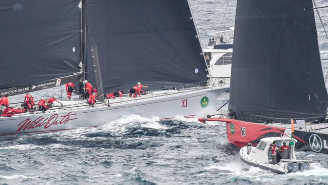 Wild Oats XI (right) could incur a time penalty.