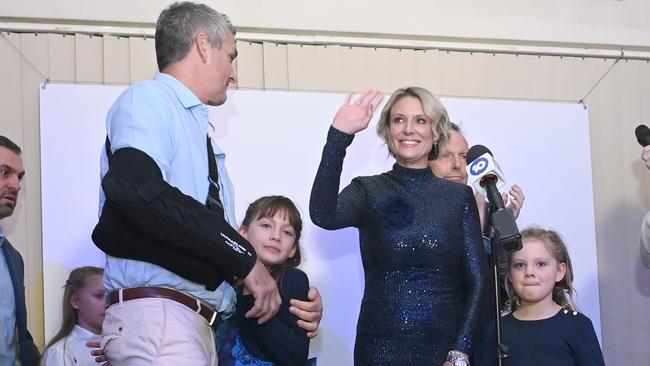 Katherine Deves pictured during her concession speech.