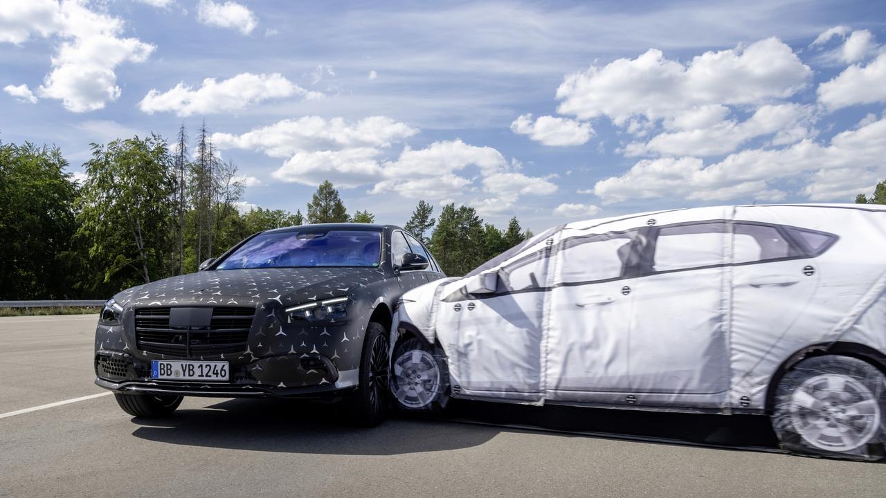 The new S-Class can raise its body to protect passengers in a crash.