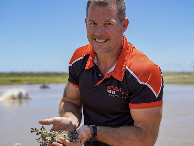 Australian Prawn Farms manager Matt West at the Ilbilbie prawn farm which as of 2021 had 47 ponds with plans to expand to 80. Picture: Heidi Petith