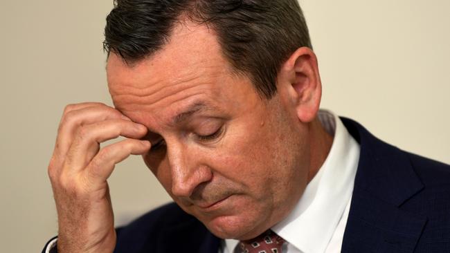 PERTH , AUSTRALIA - NewsWire Photos NOVEMBER 3, 2021. An emotional Premier Mark McGowan reacts to the news of Cleo Smith safe rescue. Picture: NCA NewsWire /  Sharon Smith