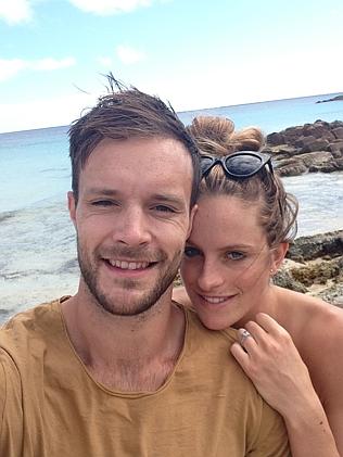 Shae Bolton and her fiancé West Coast Eagle Defender Mitch Brown share a photograph from a recent camping trip in Margaret River. 