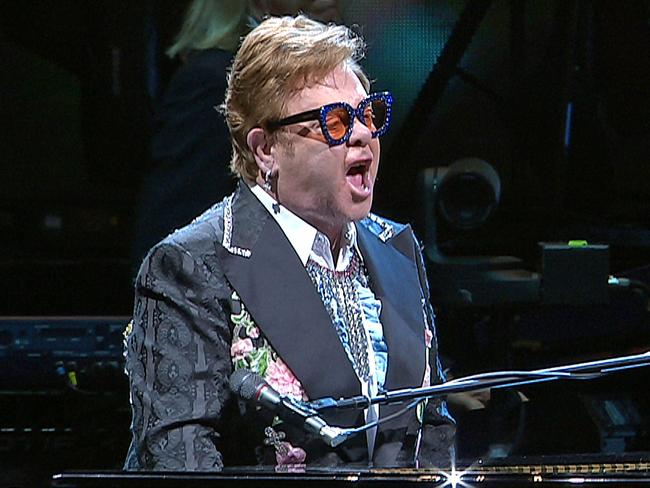 Elton John performing at C.ex Coffs International Stadium.