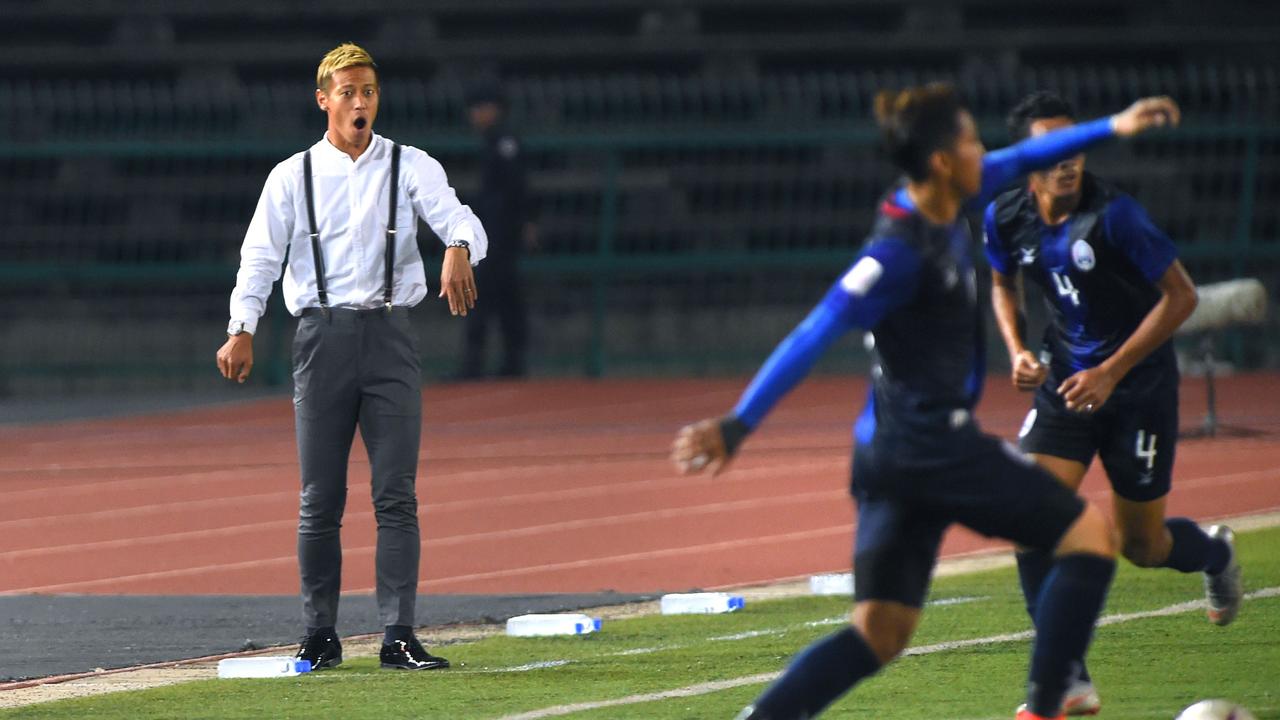 Cambodia's national football team manager Keisuke Honda