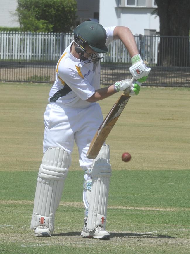 Westlawn East's Jackson Grieve at the crease during a Clarence River Cricket Association GDSC Premier League match at Lower Fisher Park on February 1, 2020. Photo Mitch Keenan / The Daily Examiner