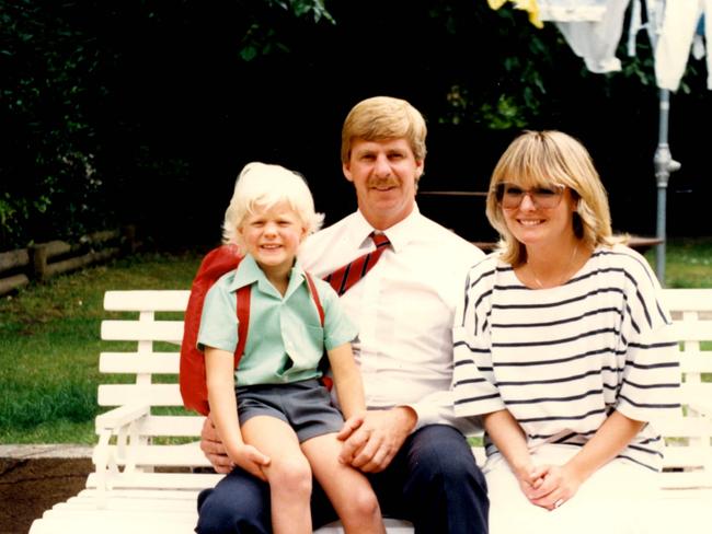 Nick’s first day at school. Picture with his parents.