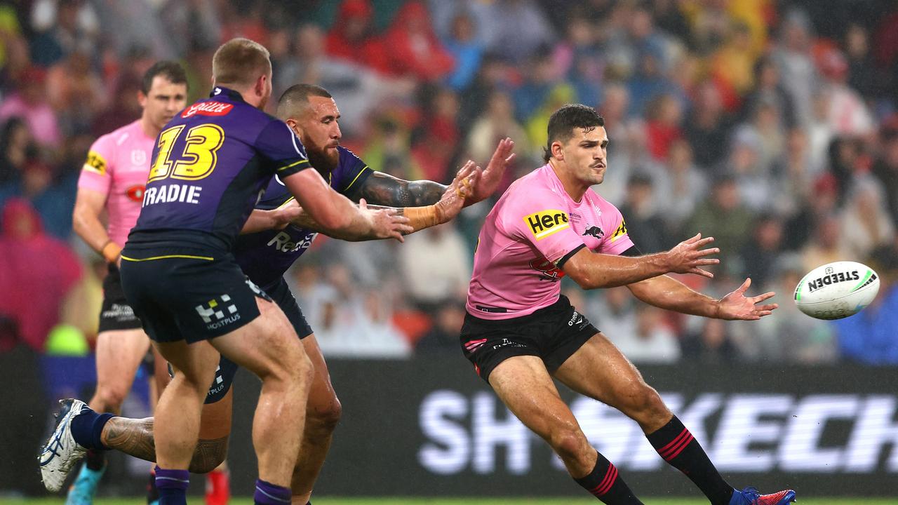 Melbourne have been one of the best sides in the competition, but with Jahrome Hughes out injured they were picked apart by Nathan Cleary. Picture: Getty Images.