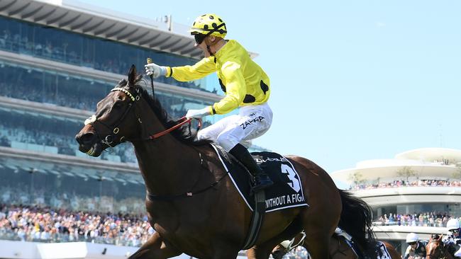 Without A Fight has been given topweight of 58.5kg for the Melbourne Cup after weights were released on Tuesday. Picture: Quinn Rooney/Getty Images