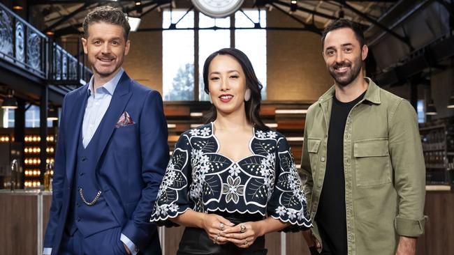 Adelaide chef Jock Zonfrillo with fellow MasterChef judges Melissa Leong and Andy Allen. Picture: Channel 10