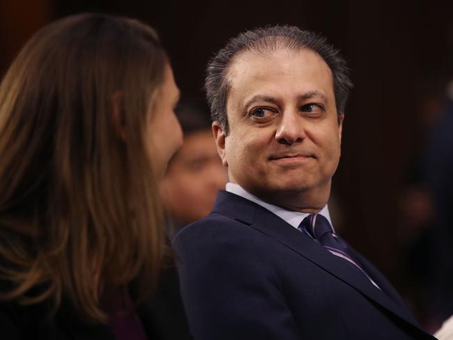 Former United States Attorney for the Southern District of New York Preet Bharara attends the Senate Intelligence Committee hearings. Picture: AFP