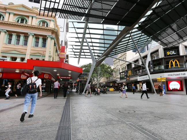 Queen Street Mall in Brisbane CBD after lockdown was lifted. Pics Tara Croser.