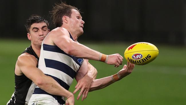 Patrick Dangerfield’s Geelong side is favourite to bounce back against Fremantle on Monday. Picture: Getty Images