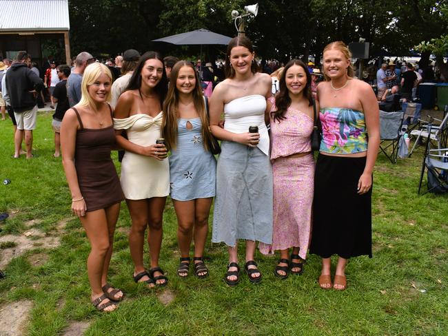 Eva Garnham, Mataya Maloney, Sienna Tiziani, Olivia Bramley, Sophie Carter and Bella Schmidt at the Alex Scott &amp; Staff Woolamai Cup on Saturday, February 8, 2025. Picture: Jack Colantuono