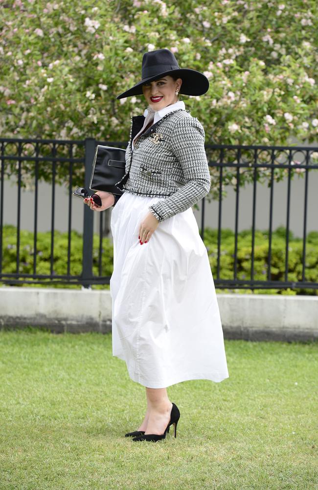 Amelia Di Maggio at Flemington Racecourse on Derby Day 2014. Picture: Stephen Harman