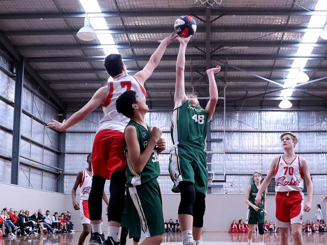 during the National Junior Classic Basketball played at Dandenong on Saturday 8th June, 2019.Ryan Baker of Dandenong in the Under 14 Boys versus North Adelaide