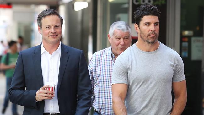 Sea Eagles Chairman Scott Penn and Manly coach Trent Barrett. Picture: Brett Costello