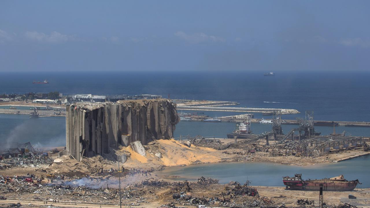 Destroyed buildings are visible a day after the explosion. Picture: Getty Images