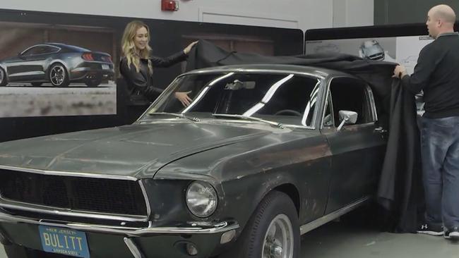 Molly McQueen reunited with her late grandfather's original Bullitt Ford Mustang from the 1968 movie. Picture: Supplied.