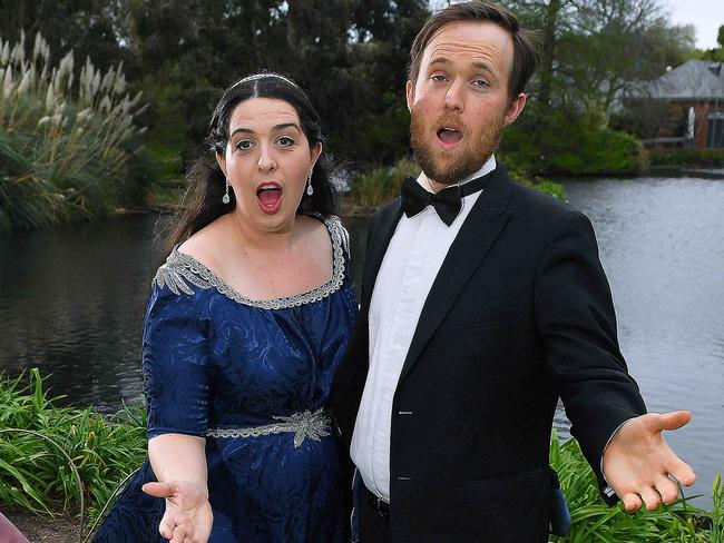 Opera singers Katrina Mackenzie,Victoria Coxhill and Kim Worley from Co-Opera who are performing Handel's classic Acis and Galateaat the Adelaide Botanic Gardens Thursday September 17,2020.Picture Mark Brake