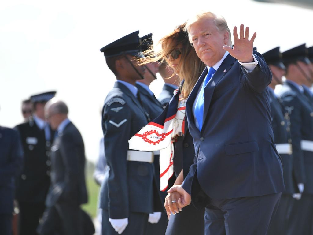 Mr Trump will meet UK Prime Minister Theresa May on Tuesday before heading to Portsmouth of the south coast of England for a D-Day commemoration ceremony on Wednesday. Picture: Mandel Ngan / AFP