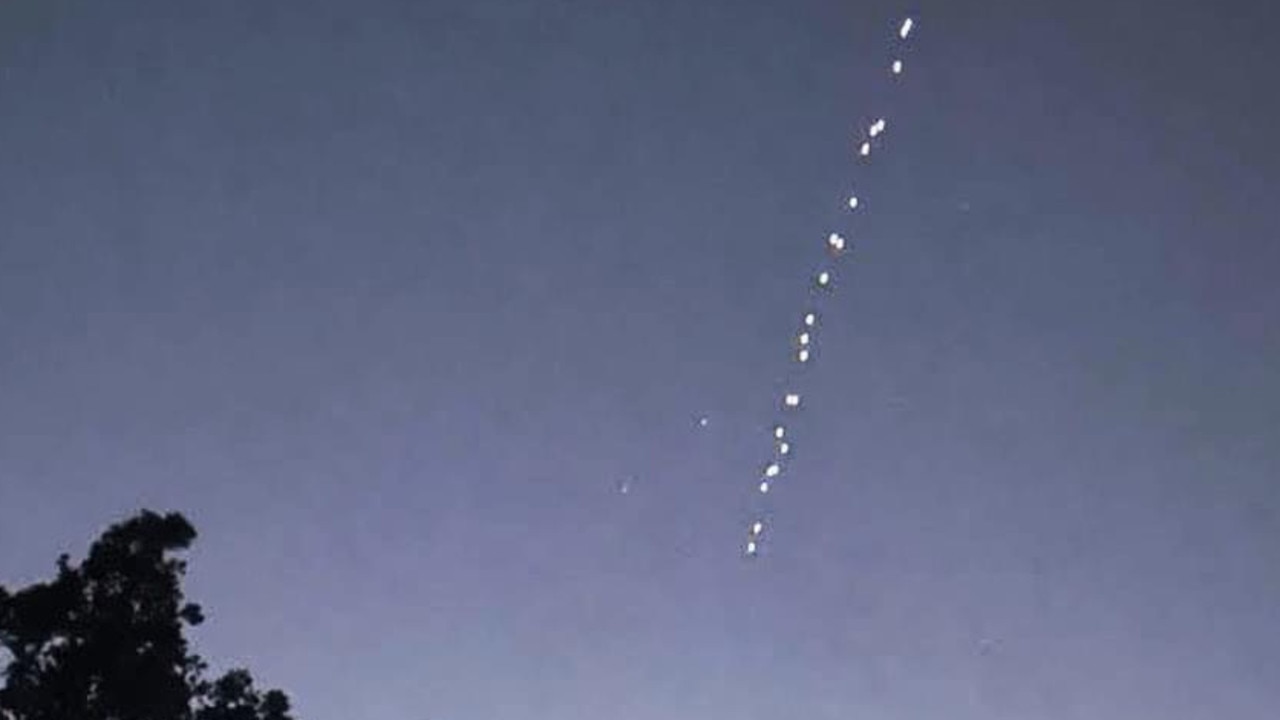 People report line of lights in the night sky