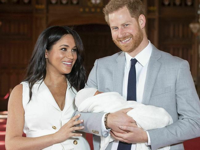 Britain's Prince Harry and Meghan, Duchess of Sussex, with baby Archie. Picture: AP