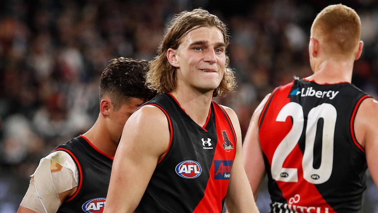 Harrison Jones missed a goal for Essendon the final minutes of the loss to Collingwood (Photo by Dylan Burns/AFL Photos via Getty Images)