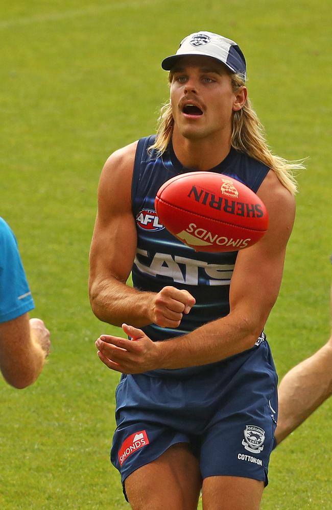 Bailey Smith at Geelong Cats training. Picture: Alison Wynd