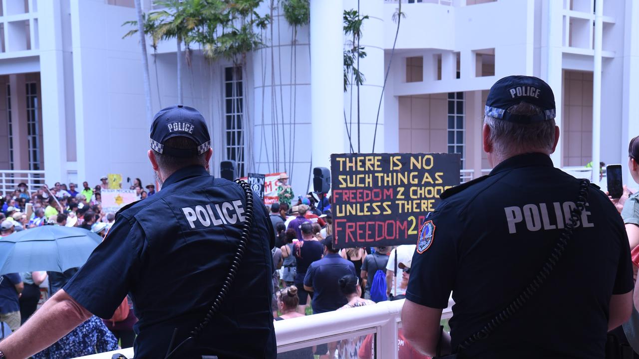 Faces from Darwin's Freedom Rally at Parliament House. Picture: Amanda Parkinson