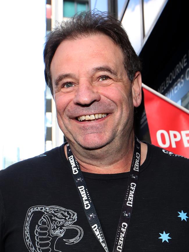 John Setka smiles as he arrives at ACTU headquarters for his meeting with Sally McManus. Picture: David Geraghty