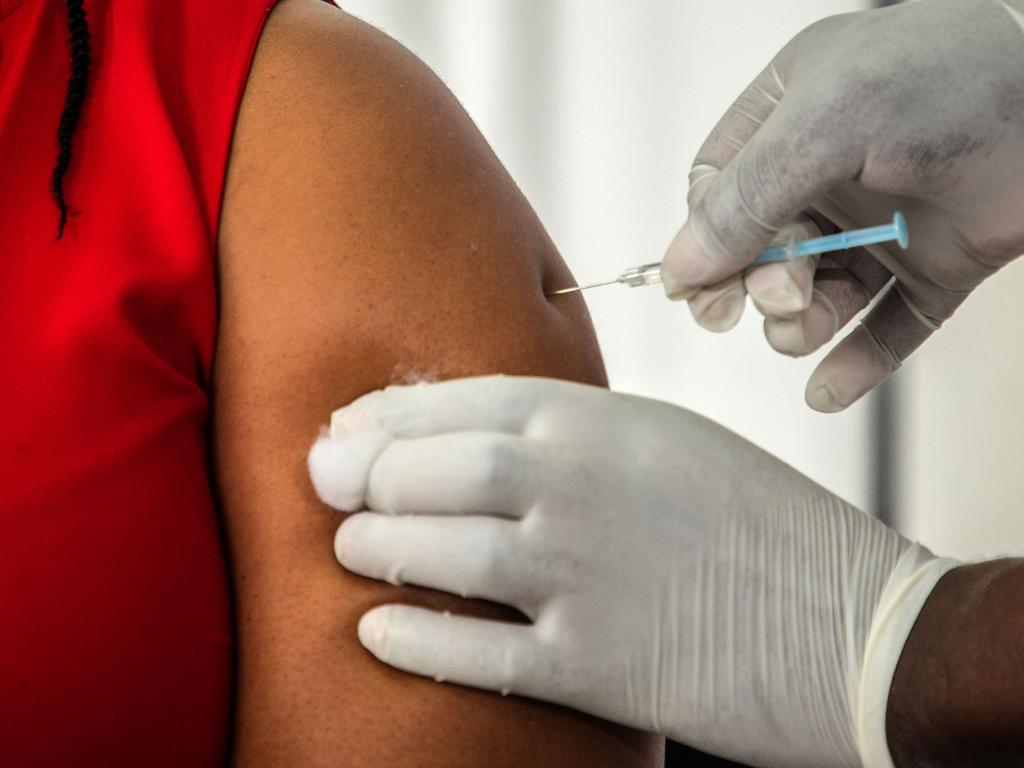 A Pfizer-BioNTech COVID-19 vaccine administered to a WHO official at the Masaka Hospital in Kigali. Picture: AFP