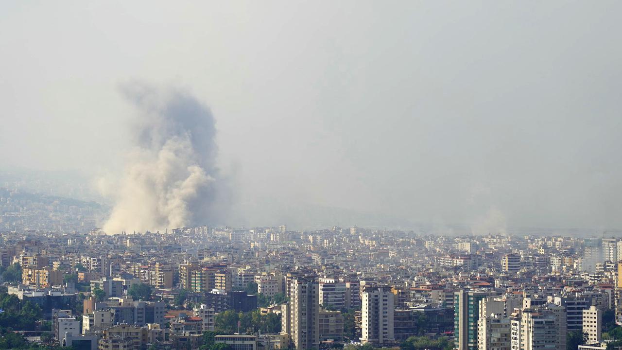 Smoke rises from the site of an Israeli air strike that targeted a neighbourhood on October 6. Picture: AFP.