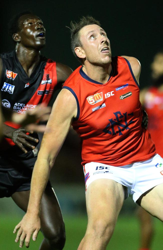 Hulking Norwood ruckman and two-time premiership winner Sam Baulderstone. Picture: Stephen Laffer